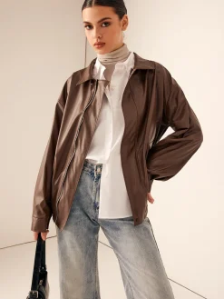 Hot Retro Loose Motorcycle Faux Leather Jacket Outerwear|Tops