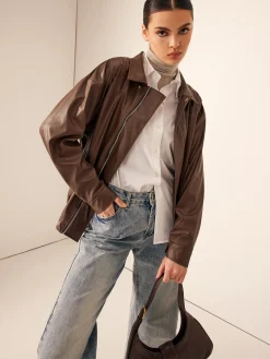 Hot Retro Loose Motorcycle Faux Leather Jacket Outerwear|Tops