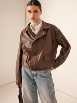 Hot Retro Loose Motorcycle Faux Leather Jacket Outerwear|Tops