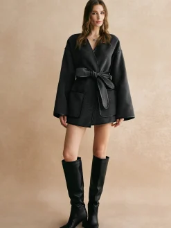 Hot Retro Piping Belted Cinched Jacket Outerwear|Jackets