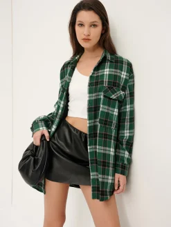 Retro Plaid Lapel Pockets Shirt Blouses & Shirts|Tops