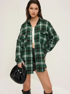 Retro Plaid Lapel Pockets Shirt Blouses & Shirts|Tops