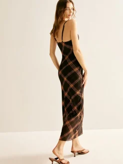 Outlet Retro Plaid Mesh Cami Dress Casual Dresses|Summer Dresses