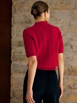 Hot Retro Plain Ribbed Knit Top Sweater Tops|Sweaters & Cardigans