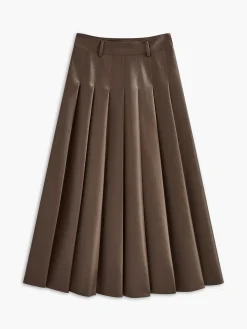Discount Retro Pleated PU Leather Skirt Skirts|Bottoms
