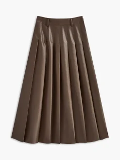 Discount Retro Pleated PU Leather Skirt Skirts|Bottoms