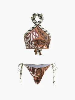 New Retro Print Halter Bikini Set Swimwear|Tops