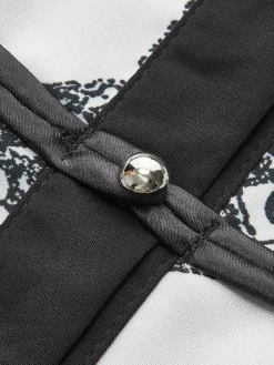 Clearance Retro Printed Slim Polo Blouse Blouses & Shirts|Tops