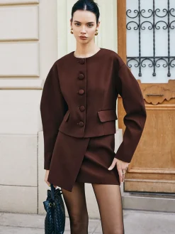 Retro Puff-Sleeve Short Jacket Outerwear|Jackets