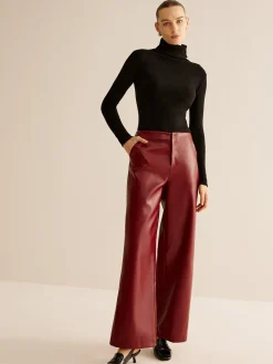 New Retro Regular PU Leather Pants Pants|Bottoms