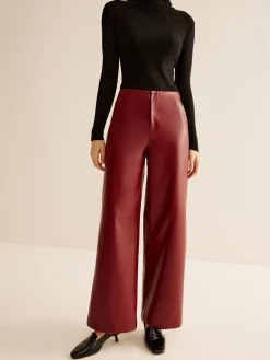 New Retro Regular PU Leather Pants Pants|Bottoms