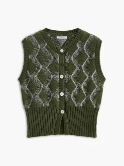 Sale Retro Split Button Sweater Vest Sweater Vests|Sweaters & Cardigans