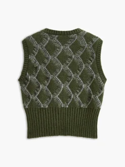 Sale Retro Split Button Sweater Vest Sweater Vests|Sweaters & Cardigans