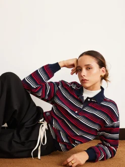 Clearance Retro Striped Polo T-Shirt T-shirts|Tops