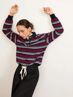 Clearance Retro Striped Polo T-Shirt T-shirts|Tops