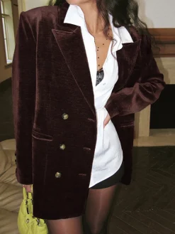 Sale Retro Velvet Blazer Outerwear|Blazers