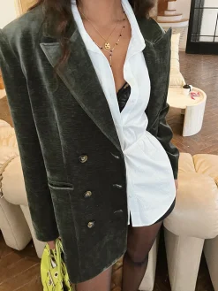 Sale Retro Velvet Blazer Outerwear|Blazers