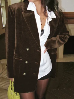 Sale Retro Velvet Blazer Outerwear|Blazers