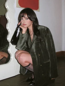 Online Retro Velvet Blazer Outerwear|Blazers