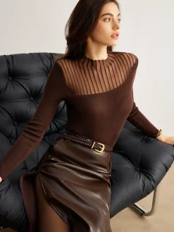Best Retro Wool-Blend Panel Slim Sweater Sweater Tops|Sweaters & Cardigans