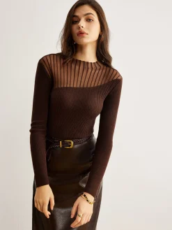 Best Retro Wool-Blend Panel Slim Sweater Sweater Tops|Sweaters & Cardigans
