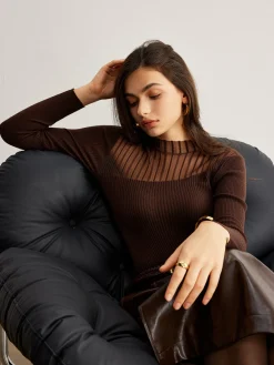 Best Retro Wool-Blend Panel Slim Sweater Sweater Tops|Sweaters & Cardigans