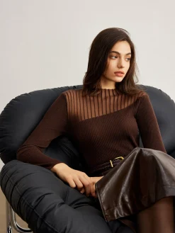 Outlet Retro Wool-Blend Panel Slim Sweater Sweater Tops|Sweaters & Cardigans