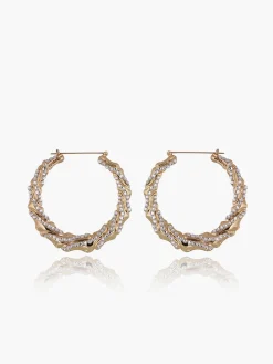 Rhinestone Bamboo Hoop Earrings Earrings|Accessories