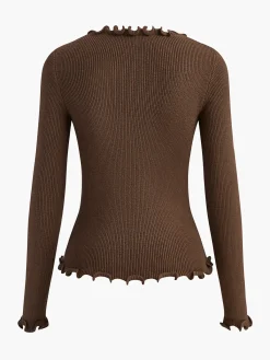 Hot Rhinestone Bow Lettuce Trim Sweater Sweater Tops|Sweaters & Cardigans