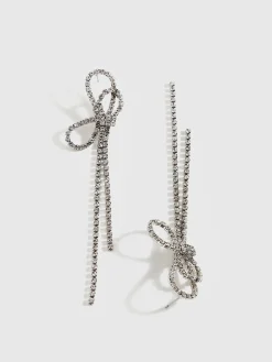 Rhinestone Bow Tassel Earrings Earrings|Accessories