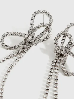 Rhinestone Bow Tassel Earrings Earrings|Accessories