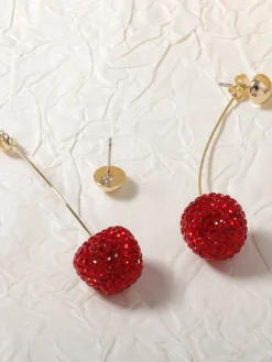 Hot Rhinestone Cherry Stud Earrings Accessories