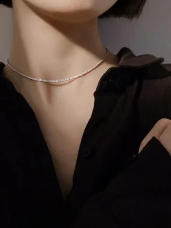 New Rhinestone Decor Plated Necklace Necklaces|Accessories