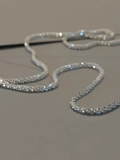 New Rhinestone Decor Plated Necklace Necklaces|Accessories