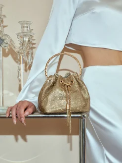 Rhinestone Drawstring Handbag Bags|Accessories