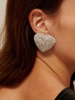 Sale Rhinestone Heart Stud Earrings Earrings|Accessories