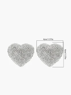 Sale Rhinestone Heart Stud Earrings Earrings|Accessories