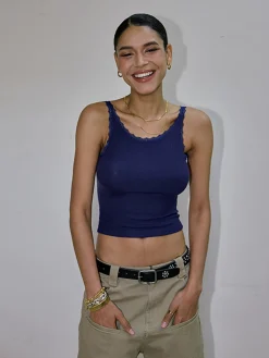 Outlet Rhinestone Lace Knit Cami Top Tank Tops & Camis|Knitwear