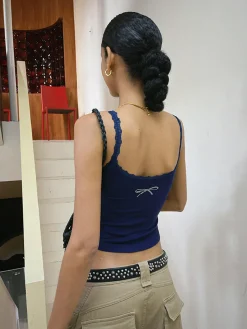 Outlet Rhinestone Lace Knit Cami Top Tank Tops & Camis|Knitwear