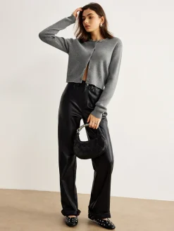 Best Rhinestone Neck Breasted Cardigan Cardigans|Sweaters & Cardigans