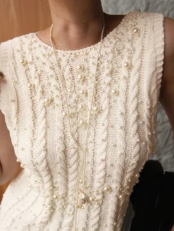 Sale Rhinestone Pearl-Decor Sweater Vest Sweater Vests|Sweaters & Cardigans
