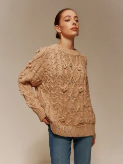 Online Rhinestone Pullover Twist Sweater Sweater Tops|Sweaters & Cardigans