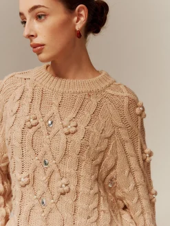 Online Rhinestone Pullover Twist Sweater Sweater Tops|Sweaters & Cardigans
