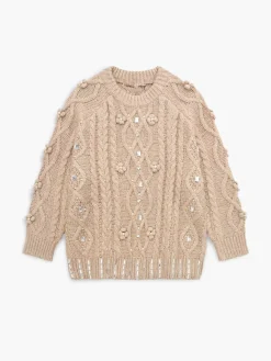Online Rhinestone Pullover Twist Sweater Sweater Tops|Sweaters & Cardigans