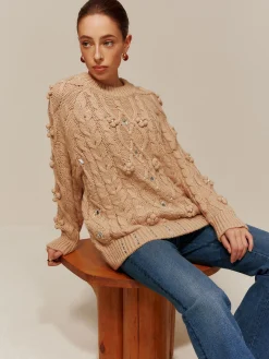 Online Rhinestone Pullover Twist Sweater Sweater Tops|Sweaters & Cardigans