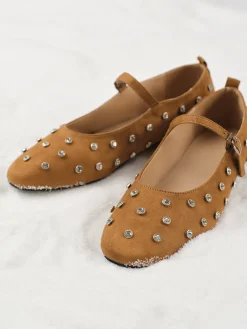 Rhinestone Suede Ballet Flats Shoes|Accessories