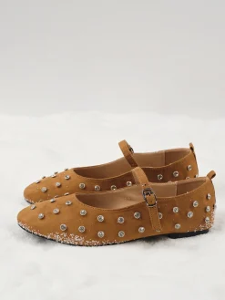 Rhinestone Suede Ballet Flats Shoes|Accessories