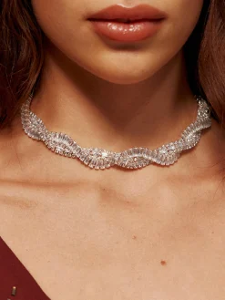 Hot Rhinestone Twist Choker Necklace Necklaces|Accessories