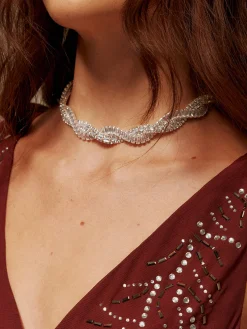 Hot Rhinestone Twist Choker Necklace Necklaces|Accessories