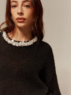 New Rhinestone-Decor Cozy Sweater Sweater Tops|Sweaters & Cardigans